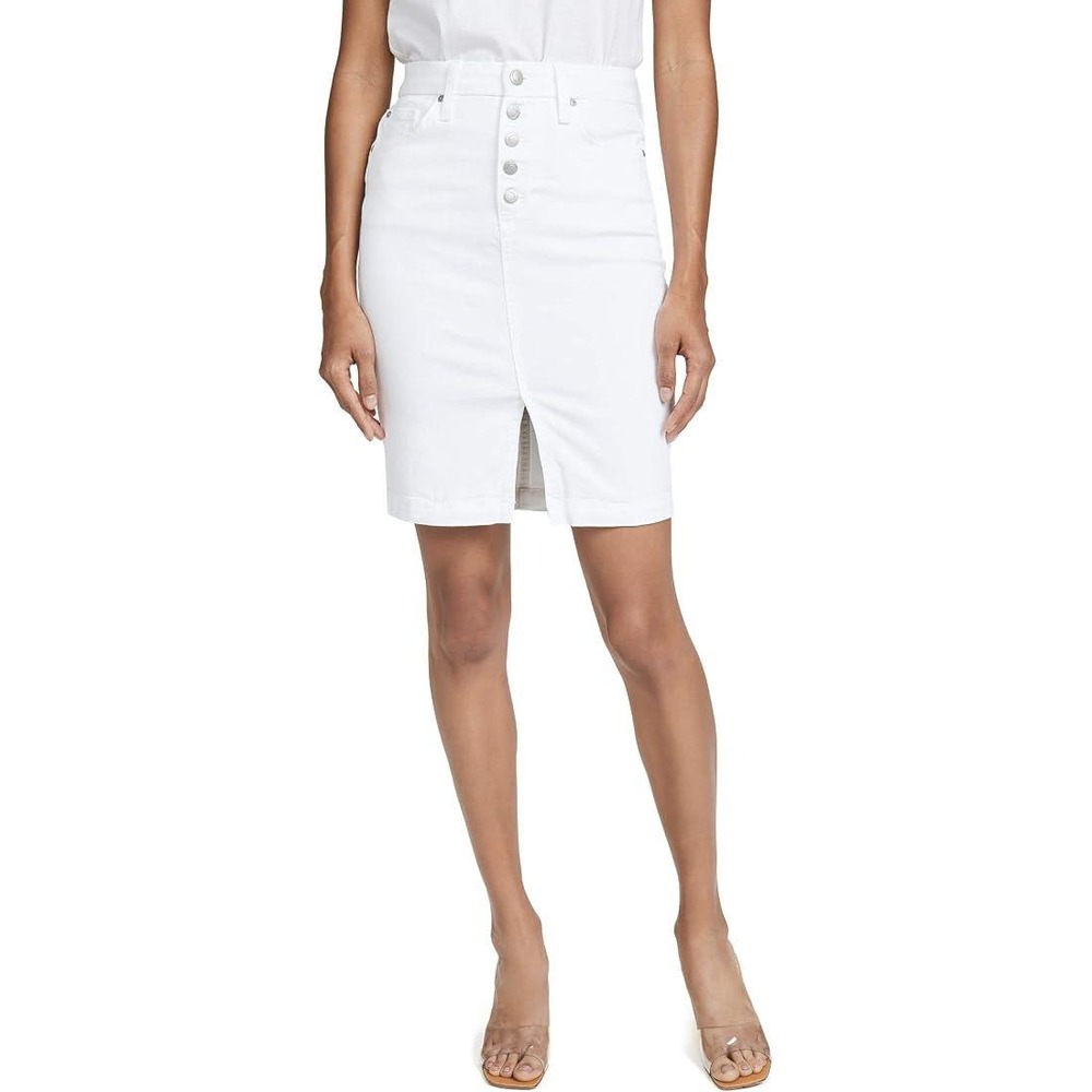 Joe's Jeans Malka Denim Skirt Sz 28 White Excellent Button Fly High Rise Pencil